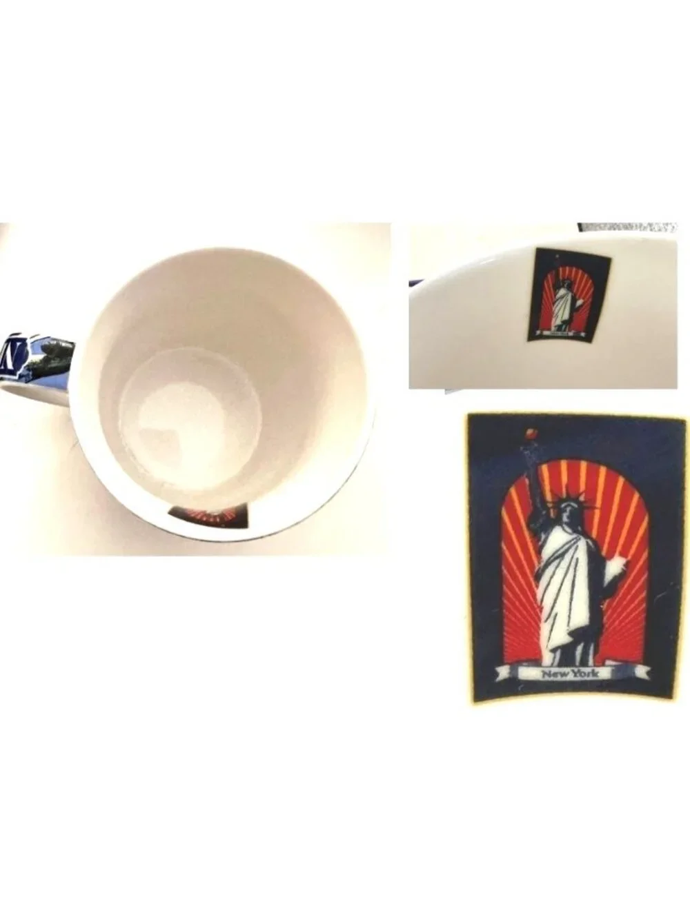 Vintage New York Coffee Cup Mug Postcard Factories NYC Freedom Tower Broadway